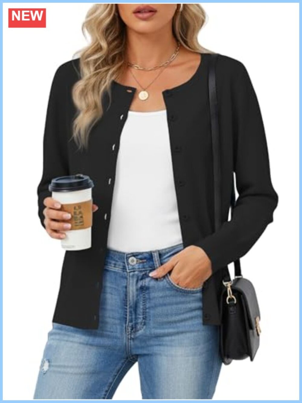 Women's Button Down Cardigan Lightweight Viscose Blend Long Sleeve Office